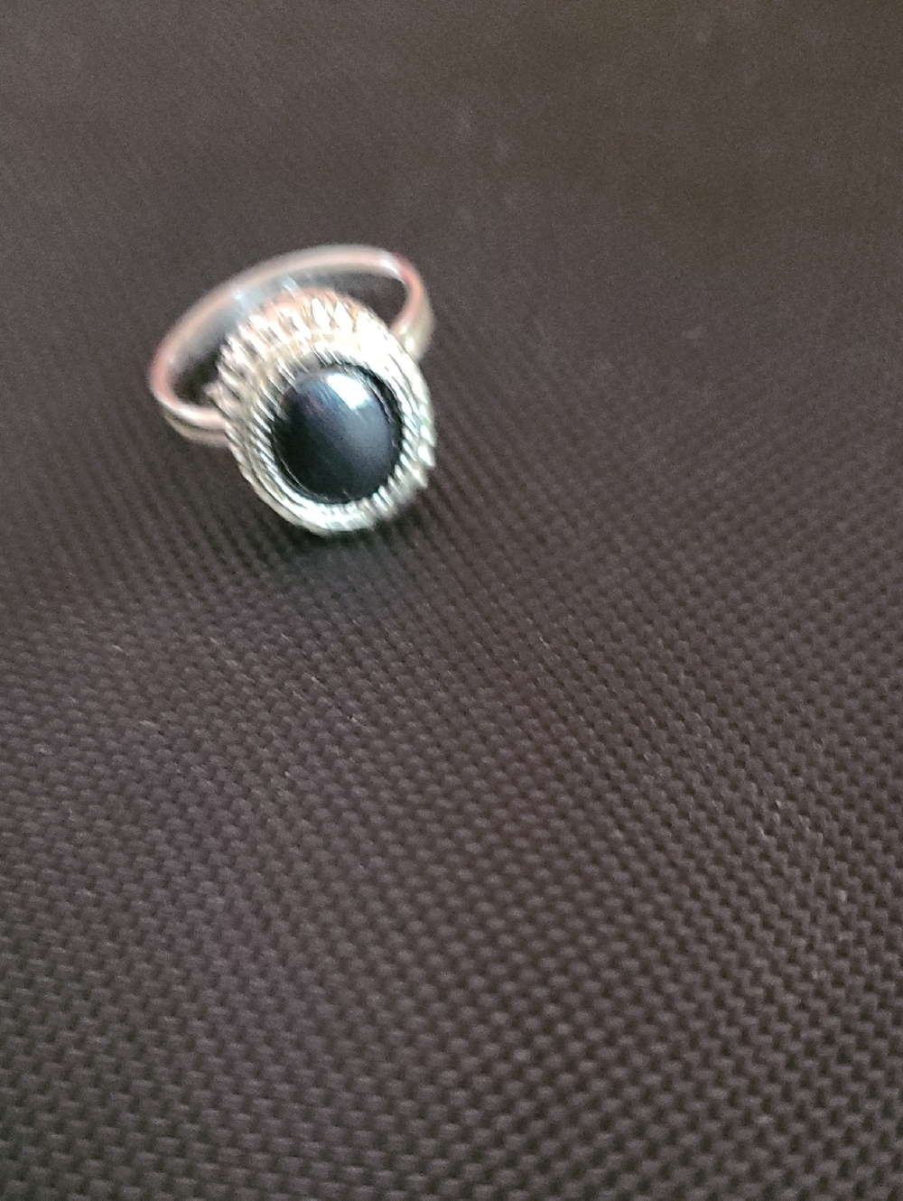 Sarah Coventry Silver Ring with Black Cabochon
